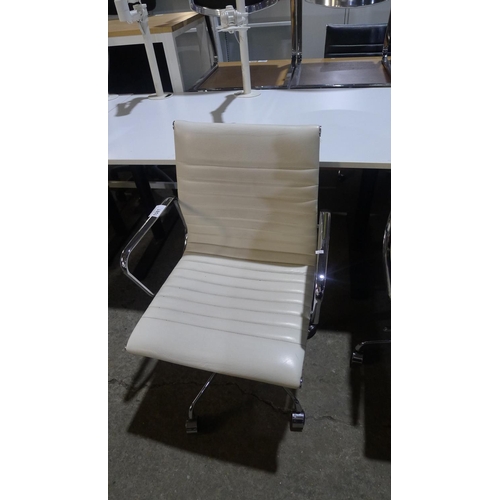 1081 - 1 cream upholstered chrome framed office swivel chair