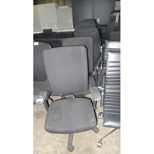 1108 - 2 black upholstered office swivel chairs