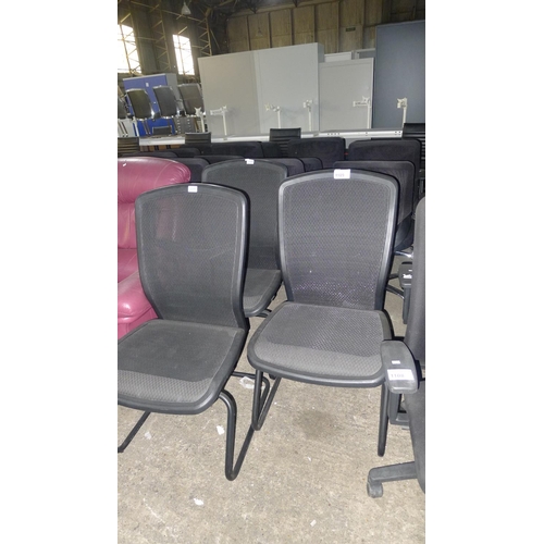 1109 - 3 black mesh upholstered cantilever chairs