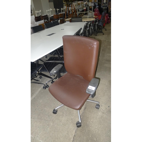 1119 - 1 Sona brown leather upholstered office swivel chair by Boss Design