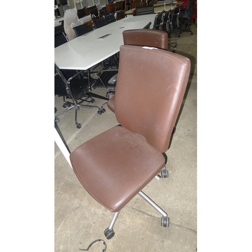 1120 - 1 Sona brown leather upholstered office swivel chair (no arms) by Boss Design