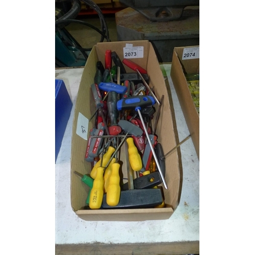 2073 - 1 box containing a quantity of various hexagon wrenches