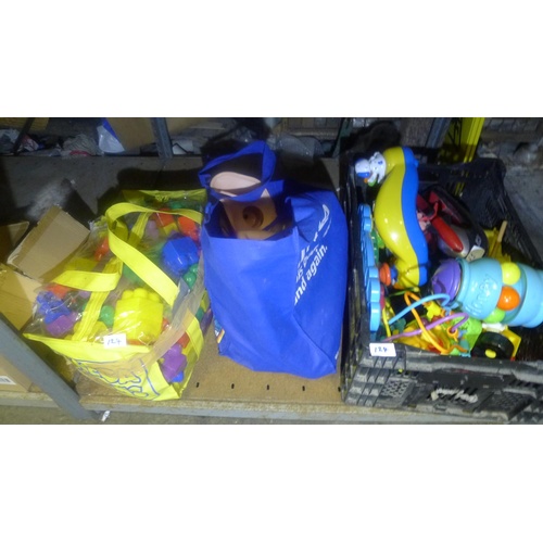 124 - A quantity of various toys. Contents of one bay / 3 shelves