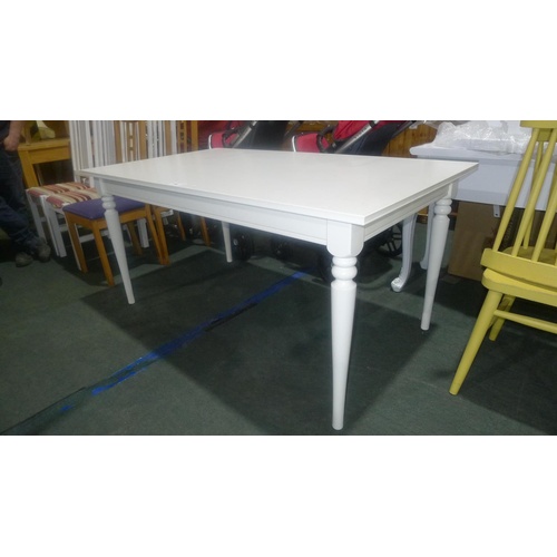 158 - 1 white dining table approx 5ft x 3ft