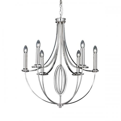 327 - A 6 Lamp candle chandelier by Endon type whistle RRP £210.50