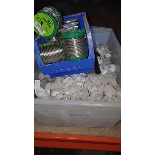 2216 - 4 plastic crates containing a quantity of various white plastic pipe fittings including 40mm/35mm so... 