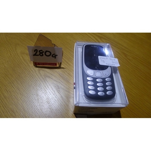 280g - A Nokia 3310-3G mobile phone, factory reset, box, no charger (previously believed to be on O2) trade