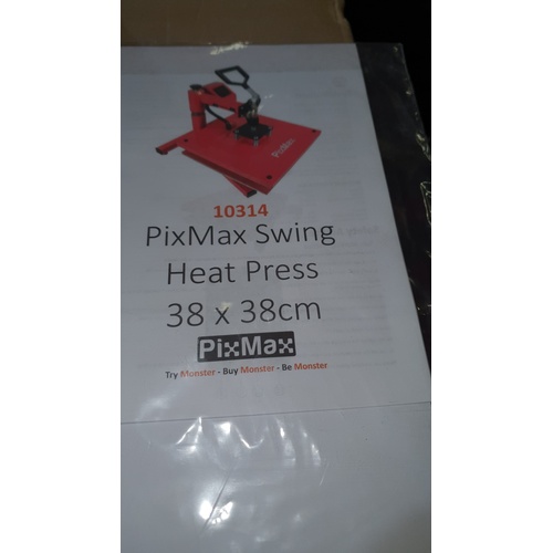 271b - A Pix Max 10314 swing heat 38 x 38 cm vinyl transfer t-shirt pressing machine in red - trade