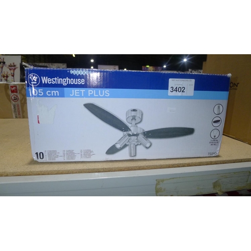 3402 - One boxed ceiling fan with three lights type Jet Plus by Westinghouse