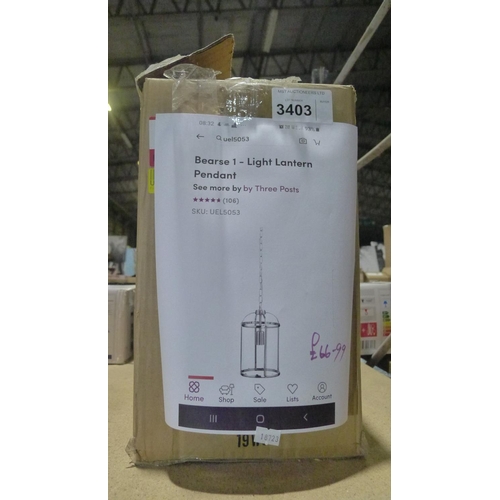 3403 - A single lamp lantern pendant light type Bearse RRP£66