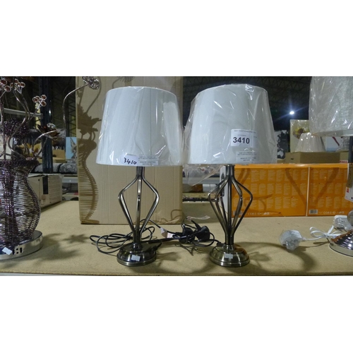 3410 - Two metal bedside table lamps