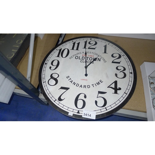 3414 - 1 black and white oversized Standard Time London clock