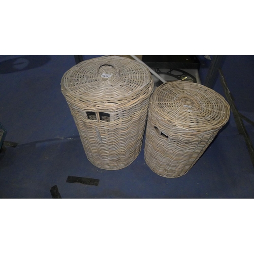 3439 - Two wicker laundry baskets