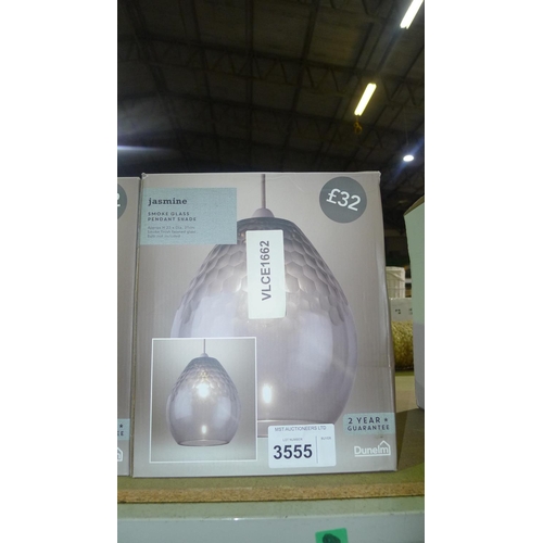 3555 - A smoked glass lampshade type Jasmine by Dunelm RRP £32