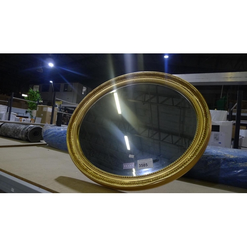 3585 - 1 gold framed oval mirror by Yearn