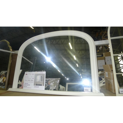 3594 - A wooden arched framed over mantle mirror RRP £199.99