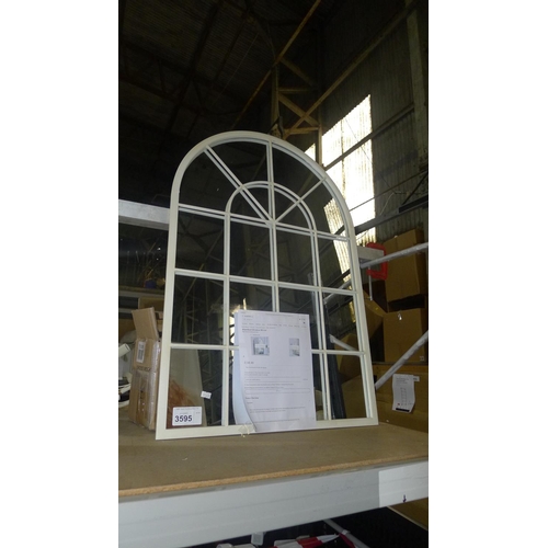 3595 - An arched window effect metal framed mirror by Fairmount Park RRP £136