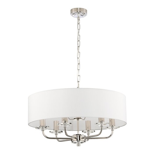 3470 - A 6 lamp drum shaded chandelier type Brasilia RRP £124