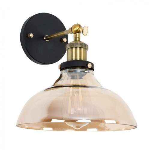 3477 - 2 steampunk style wall lights with amber glass shades type Wallace by Mini Sun