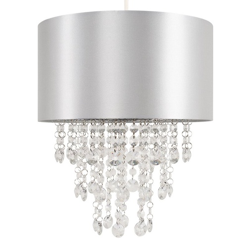 3560 - A 28cm crystal effect drum pendant lampshade RRP £37