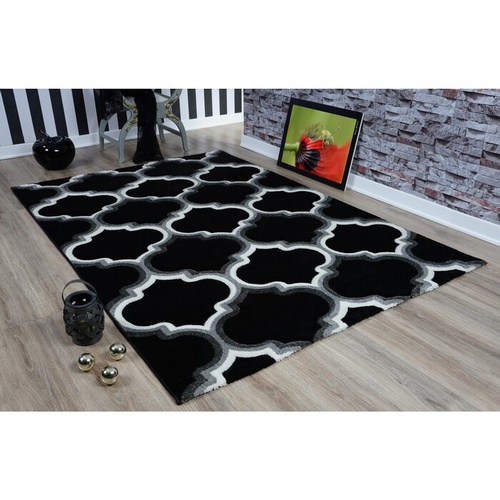 3067 - A large black and white patterned rug by 17 Stories approx 200 x 290cm