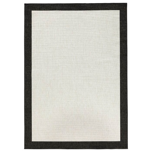 3069 - Large reversible rug in black and cream type Panama approx 200 x 280