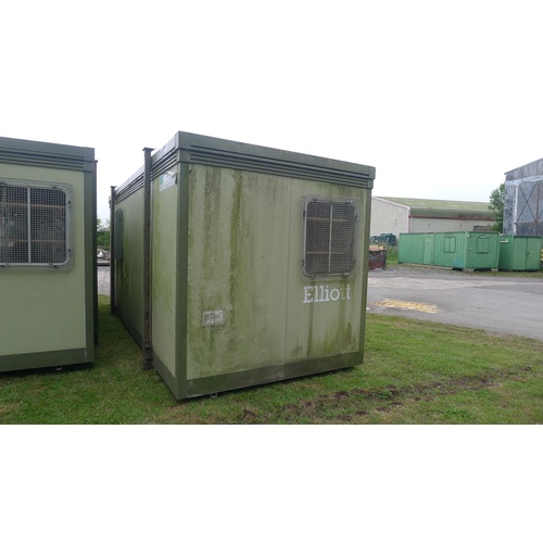 2999a - 1 jack leg site cabin with single side door, 4 metal mesh covered windows (1 each side), approx 2.52... 