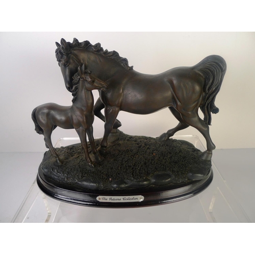 119 - A bronze coloured mare & foal, 29cm tall