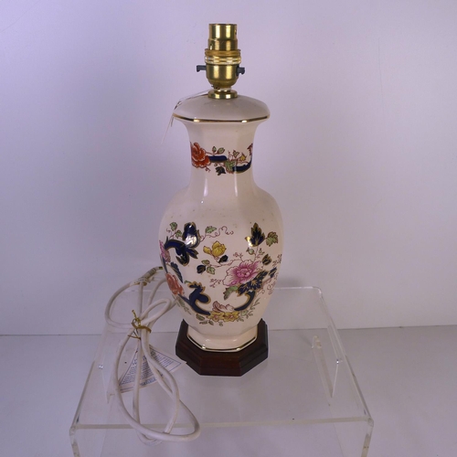 166 - A Masons ironstone floral decorative table lamp, 35cm including fitting. With box