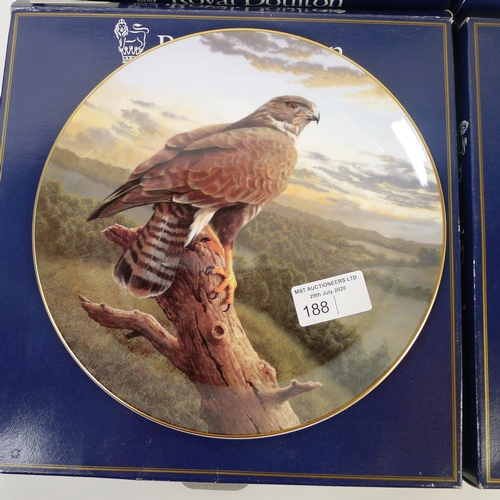 188 - 4 Royal Doulton bird of prey plates with boxes