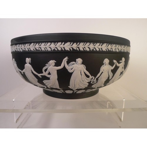 277 - A Wedgwood black and white jasperware circular fruit bowl 25 cm diameter