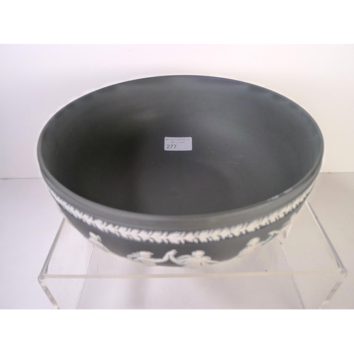 277 - A Wedgwood black and white jasperware circular fruit bowl 25 cm diameter