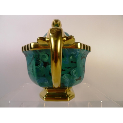 300 - A Portmeirion malachite design tureen with lid & 2 handles, 22cm tall, limited edition