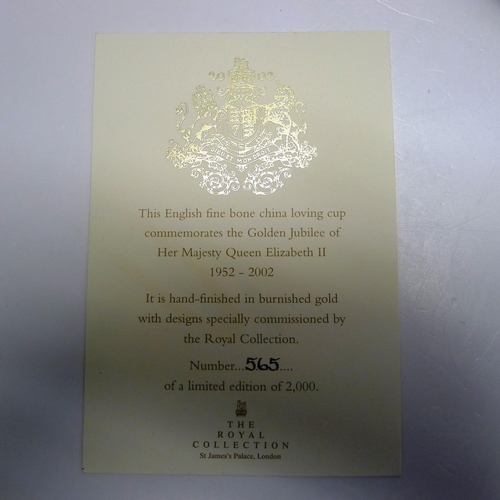 301 - A Royal collection limited edition Golden Jubilee loving Cup and matching plate