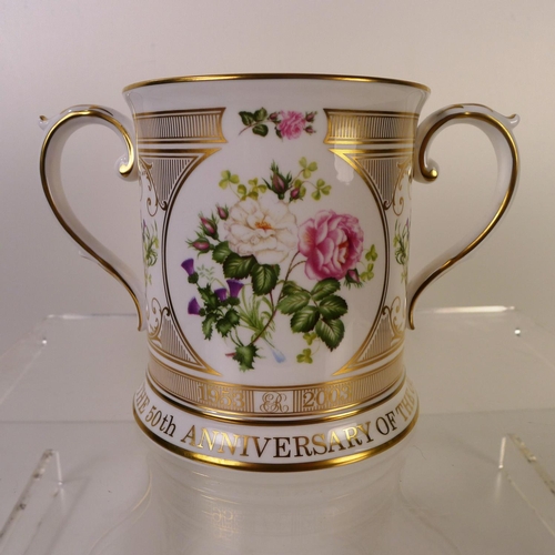 304 - A Spode 50th anniversary coronation loving Cup, 11cm tall