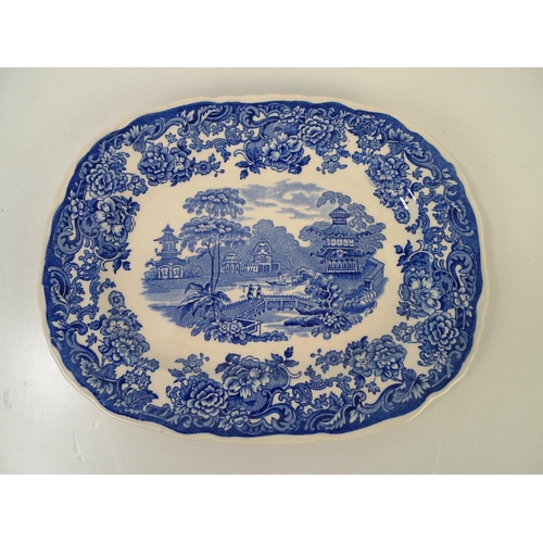 308 - 3 blue and white decorated Wedgwood dresser plates