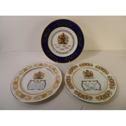 312 - 3 various royal commemorative wall plates