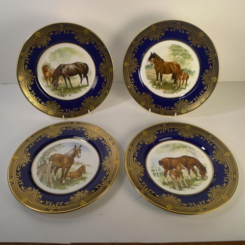 313 - 4 Caverswall horse decorated wall plates