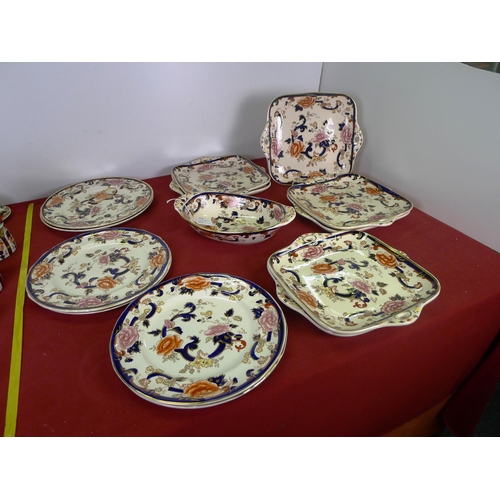 329 - A set of Masons Mandalay crockery comprising; 7 Square plates, 6 circular plates & an oval dish