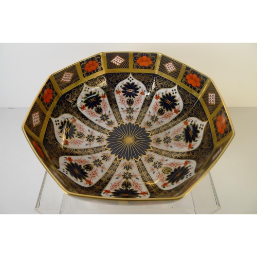 340 - A Royal Crown Derby old Imari 1128 octagonal bowl 28cm diameter. With boxes