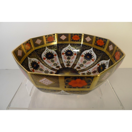 340 - A Royal Crown Derby old Imari 1128 octagonal bowl 28cm diameter. With boxes