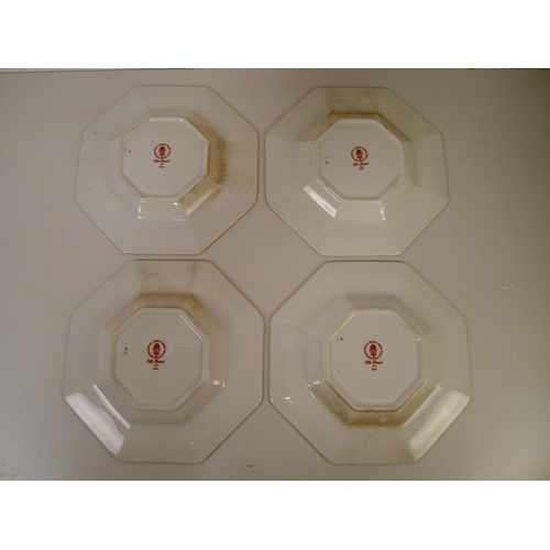 345 - A set of 4 Royal Crown Derby old Imari 1128 octagonal plates, 22cm diameter. With boxes