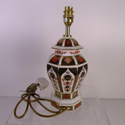 350 - A Royal Crown Derby old Imari 1128 table octagonal lamp, 33cm tall including fitting. With box