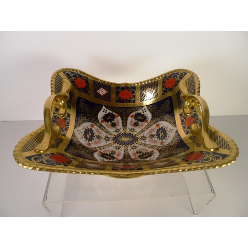 369 - A Royal Crown Derby old Imari 1128 two handled basket, 28cm long, with box