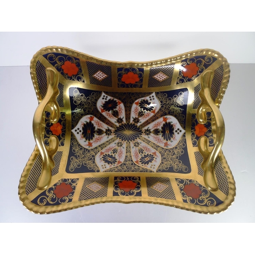 369 - A Royal Crown Derby old Imari 1128 two handled basket, 28cm long, with box