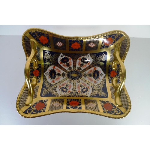 415 - A Royal Crown Derby old Imari 1128 two handled basket, 28cm long