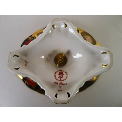 428 - A Royal Crown Derby old Imari 1128 oval comport, 13cm tall, with box