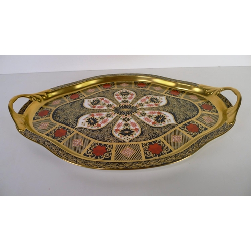 430 - A Royal Crown Derby old Imari 1128 two handled Hartington tray, 40cm long, with box