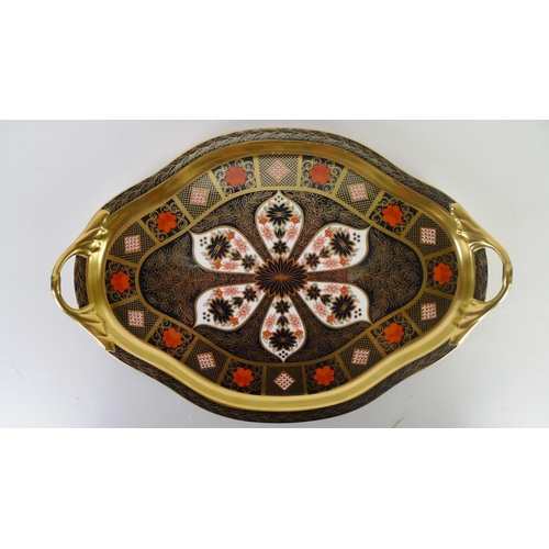 430 - A Royal Crown Derby old Imari 1128 two handled Hartington tray, 40cm long, with box