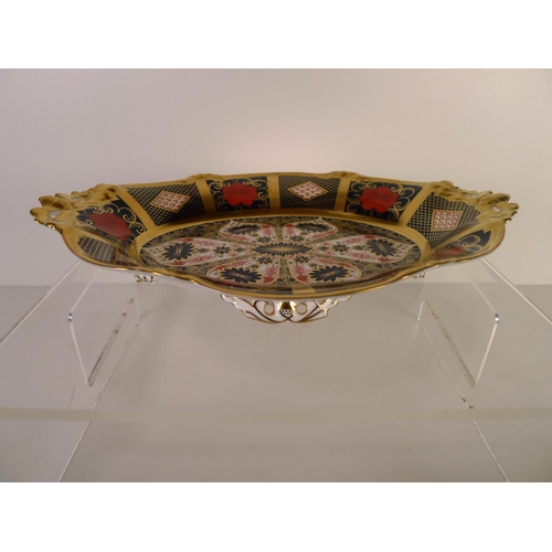 436 - A Royal Crown Derby old Imari 1128 footed oval basket, 29cm long, with box